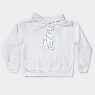 Snow cat with red eyes Kids Hoodie